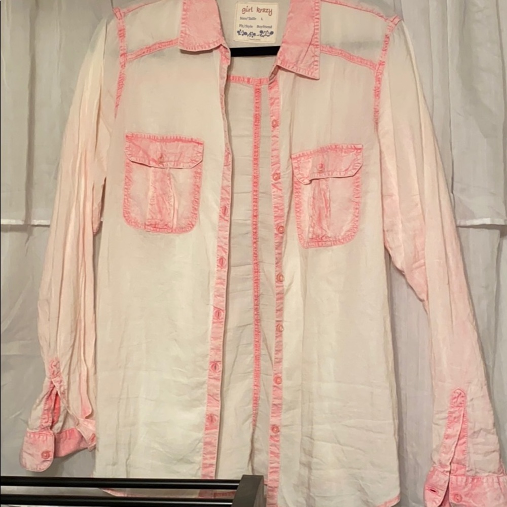 Pink Washed Boyfriend Button Up